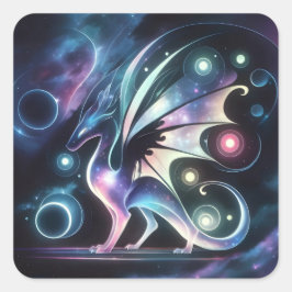Space Butterfly Dragon Quadratischer Aufkleber