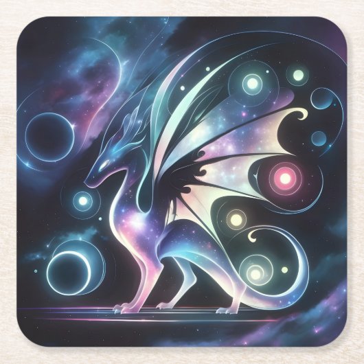 Space Butterfly Dragon Rechteckiger Pappuntersetzer (Vorderseite)