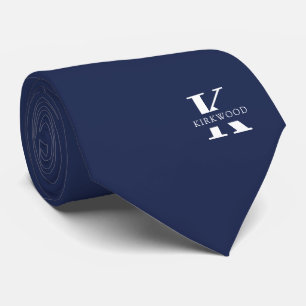 Space Cadet Blue Elegant Monogram + Name einseitig Krawatte