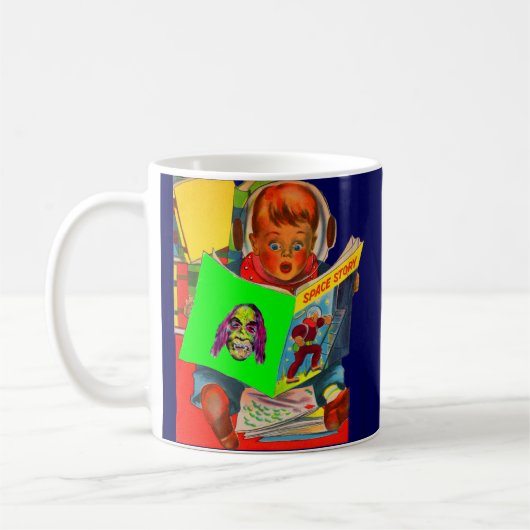 Space cadet Junge lese sci fi book Kaffeetasse (Links)