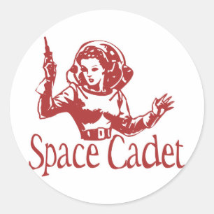Space Cadet Rot Runder Aufkleber