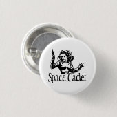 Space Cadet Schwarz und Weiß Button (Vorne & Hinten)