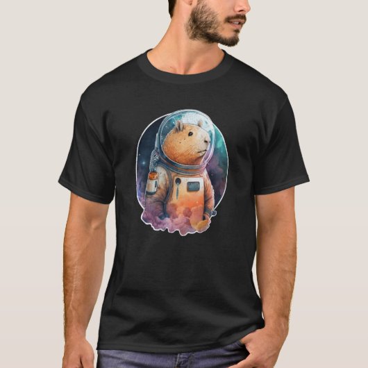 Space Capybara Astronaut Tierschaum Galaxy Capiba T-Shirt (Vorderseite)