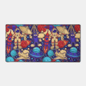 Space Cartoon Astronaut Alien Shuttle Rocket Moon Schreibtischunterlage (Vorderseite)