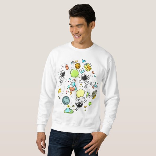 Space Cartoon Basic Men's Sweatshirt (Vorne ganz)