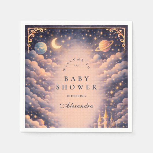 Space Castle Baby Shower Serviette (Vorderseite)