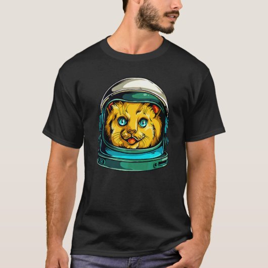 Space Cat Astronaut Funny T-Shirt (Vorderseite)