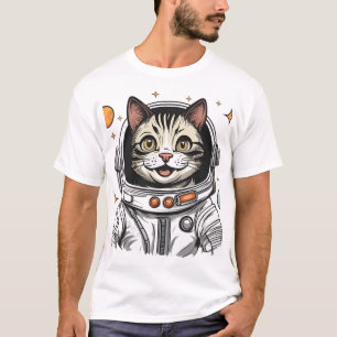 "Space Cat Astronaut Sticker – Cute Cosmic Kitty T-Shirt