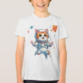 Space Cat Astronaut T-Shirt – Funny Cosmic Kitty Tri-Blend Shirt (Vorderseite)