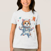 Space Cat Astronaut T-Shirt – Funny Cosmic Kitty Tri-Blend Shirt (Vorderseite)