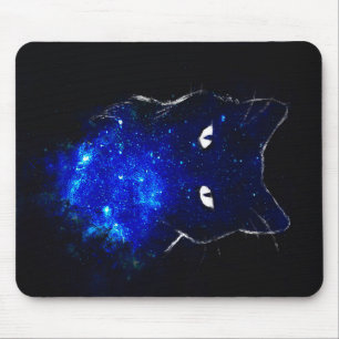 Space Cat Black Cat Geschenk für Niedliche Kitten Mousepad