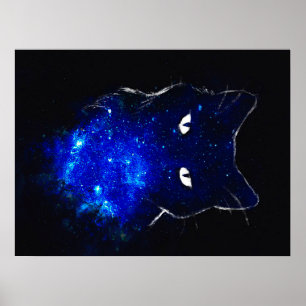 Space Cat Black Cat Geschenk für Niedliche Kitten Poster
