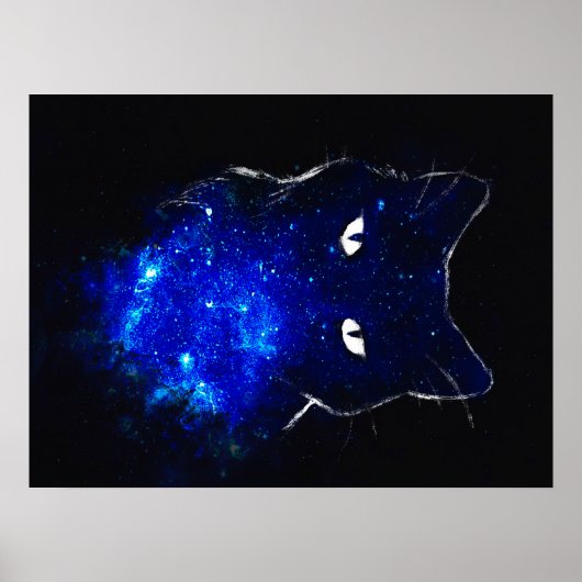 Space Cat Black Cat Geschenk für Niedliche Kitten Poster (Vorne)