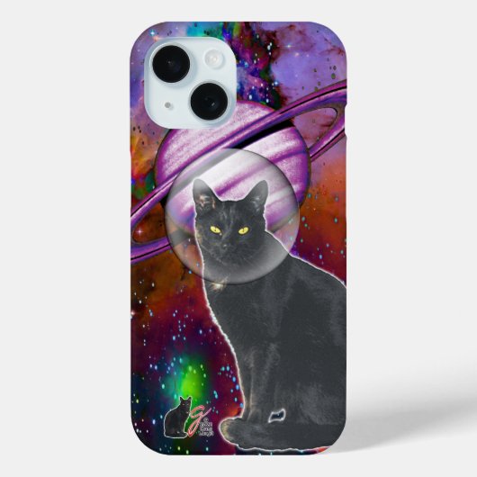 Space-Cat Cosmo Case-Mate iPhone 15 Fall Hülle (Rückseite)