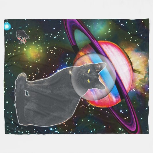 Space-Cat Cosmo Fleecedecke (Vorderseite (Horizontal))