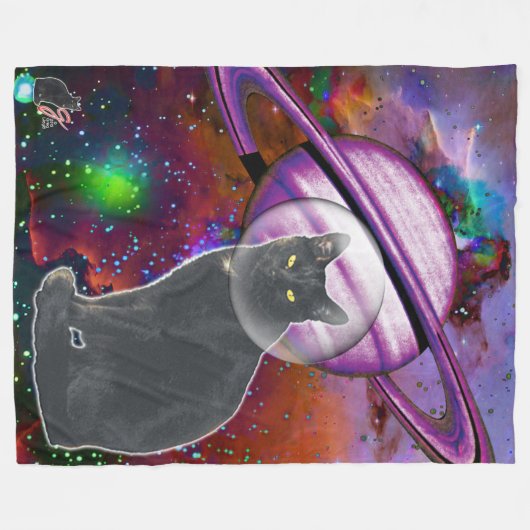 Space-Cat Cosmo Fleecedecke (Vorderseite (Horizontal))