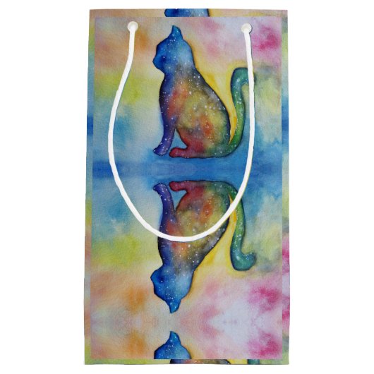 Space Cat Custom Gift Bag - Klein, glänzend Kleine Geschenktüte (Vorderseite)