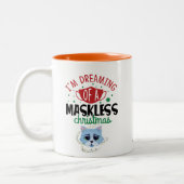Space Cat Dreaming of a MaskLESS Christmas | Funny Zweifarbige Tasse (Links)