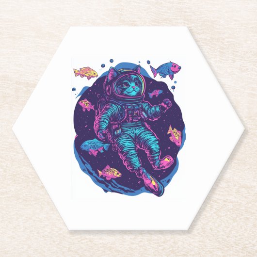 Space Cat Dreams � Funny Vaporwave Galaxy Kitty Untersetzer (Vorderseite)