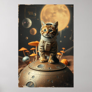 Space Cat Dreams: Retro Odyssey Poster