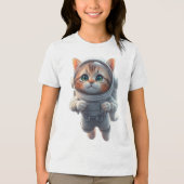 Space Cat Entdecker Kinder Tri-Blend Shirt (Vorderseite)