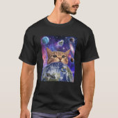Space Cat Face in Galaxy Funny Niedlich Kitten Lie T-Shirt (Vorderseite)