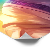 Space Cat Illustration Art, Astronaut Cat Digital Poster (Ecke)