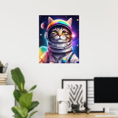 Space Cat Illustration Art, Astronaut Cat Digital Poster (Heimbüro)