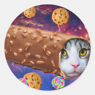 Space cat inside an ice cream runder aufkleber