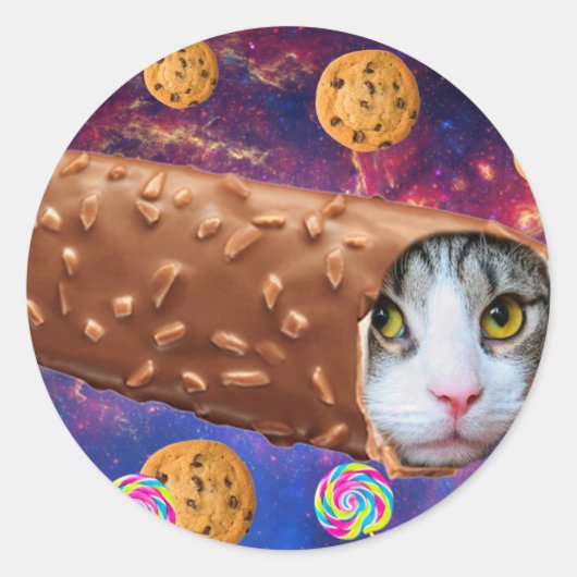 Space cat inside an ice cream runder aufkleber (Vorderseite)