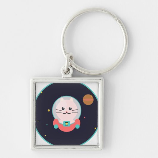 Space Cat Keychain Schlüsselanhänger (Vorne)