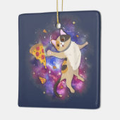Space Cat Kitten Astronaut Funny Pizza Mars Alien Keramikornament (Links)