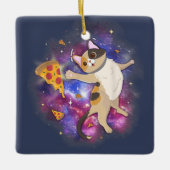 Space Cat Kitten Astronaut Funny Pizza Mars Alien Keramikornament (Vorderseite)