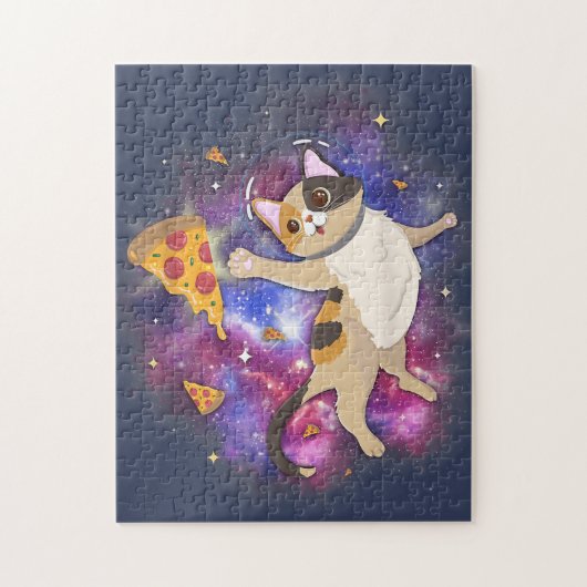 Space Cat Kitten Astronaut Funny Pizza Mars Alien Puzzle (Vertikal)