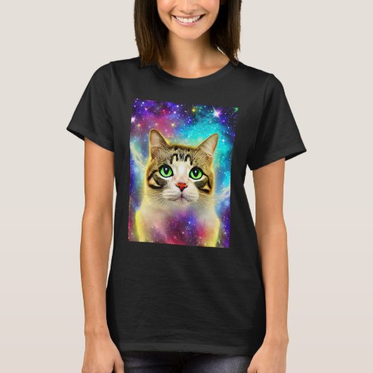Space Cat Kitty Kitten In Cat Style 10 T-Shirt (Vorderseite)