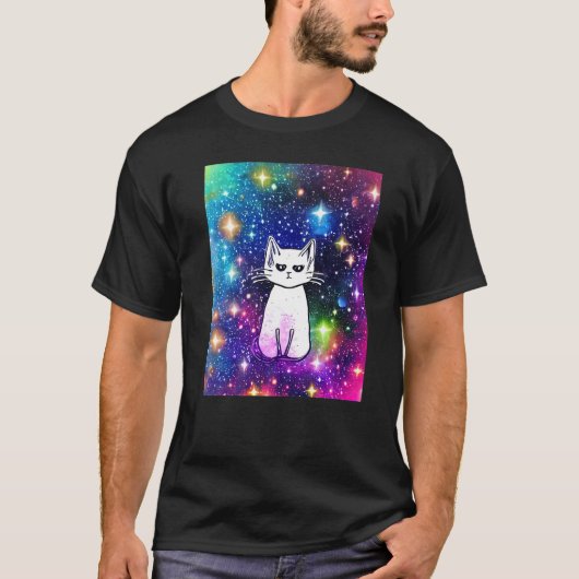 Space Cat Kitty Kitten Lover In Cat Art Style Prem T-Shirt (Vorderseite)