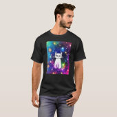 Space Cat Kitty Kitten Lover In Cat Art Style Prem T-Shirt (Vorne ganz)