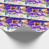 Space cat licking itself geschenkpapier (Ecke)