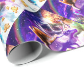 Space cat licking itself geschenkpapier (Rolleneckpunkt)