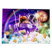 Space cat licking itself große geschenktüte (Rückseite)