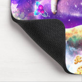 Space cat licking itself mousepad (Ecke)