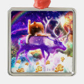 Space cat licking itself ornament aus metall (Vorne)