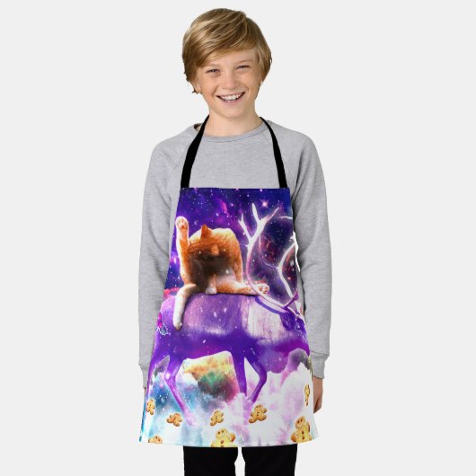 Space cat licking itself schürze (Getragen)