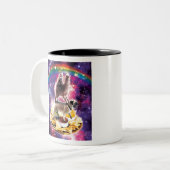 Space Cat Llama Mops Rivellino Zweifarbige Tasse (Vorderseite Links)