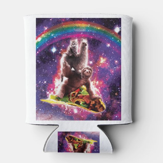 Space Cat Llama Sloth Riding Taco Dosenkühler (Rückseite)