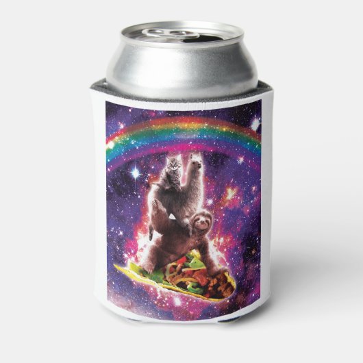 Space Cat Llama Sloth Riding Taco Dosenkühler (Kanne Rückseite)
