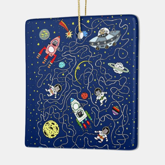 Space Cat Maze Game für Kinder Keramikornament (Links)