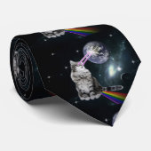 Space Cat mit Lasern aus Augen und Regenbogen Krawatte (Gerollt)