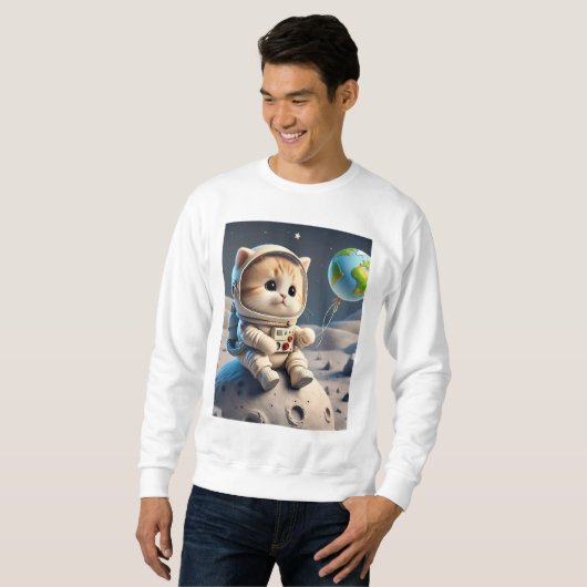 Space Cat 🚀 🐱 | Moon Explorer Sweatshirt (Vorne ganz)