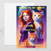 Space Cat Party Einladung (Vorne/Hinten)